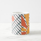 レトロサンレッドオレンジ色ブルー黒と白の装飾 コーヒーマグカップ (中央)