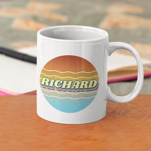 レトロサンヴィンテージイニシャル文字モノグラム名 コーヒーマグカップ