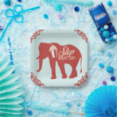 レトロサーカスエレファントポップコーンバースデーパーティー ペーパープレート (パーティー)