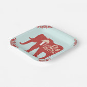 レトロサーカスエレファントポップコーンバースデーパーティー ペーパープレート (傾斜あり)