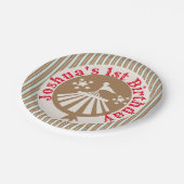 レトロサーカスカーニバルパーティー誕生日タン ペーパープレート (アングル)