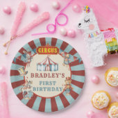 レトロサーカスカーニバル動物バースデーパーティー ペーパープレート (パーティー)