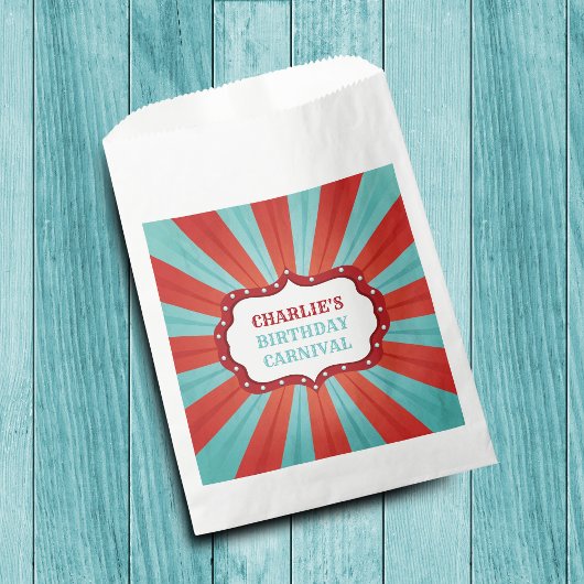 レトロサーカスカーニバル誕生日パーティー フェイバーバッグ