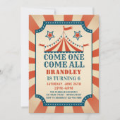 レトロサーカスパーティー カーニバルパーティー 誕生日 招待状 (正面)