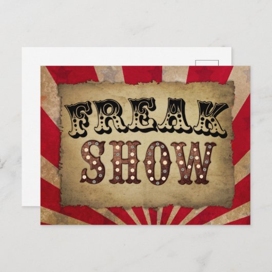 レトロサーカスポスターフリークショー ポストカード (正面/裏面)