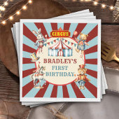 レトロサーカス動物カーニバルフェスティバル誕生日 スタンダードカクテルナプキン