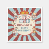 レトロサーカス動物カーニバルフェスティバル誕生日 スタンダードカクテルナプキン (正面)