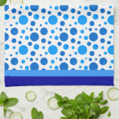 レトロサークルと水玉模様イン・ブルース キッチンタオル (折り畳み)