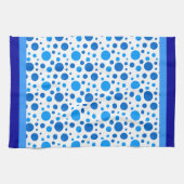 レトロサークルと水玉模様イン・ブルース キッチンタオル (横)