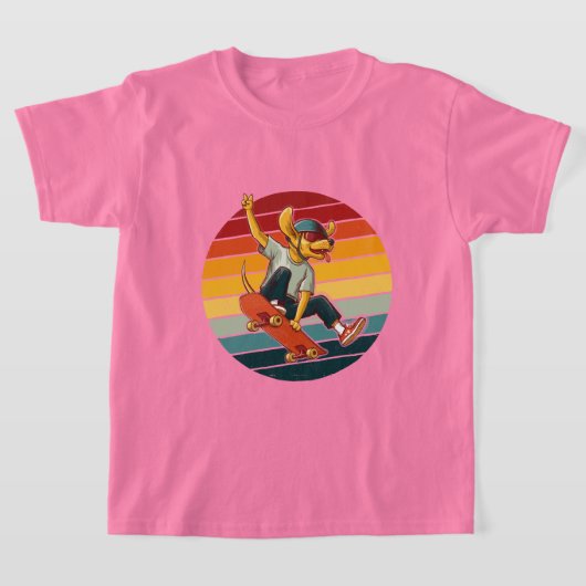 レトロサークルのヴィンテージ スケーター ドッグ Tシャツ (レイダウン)