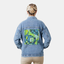 レトロサークルイエローターコイズオンニューロブルーグリーン デニムジャケット