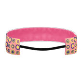 レトロサークルイエローネイビーオン赤面ピンク2 アスレチックヘッドバンド (裏面)