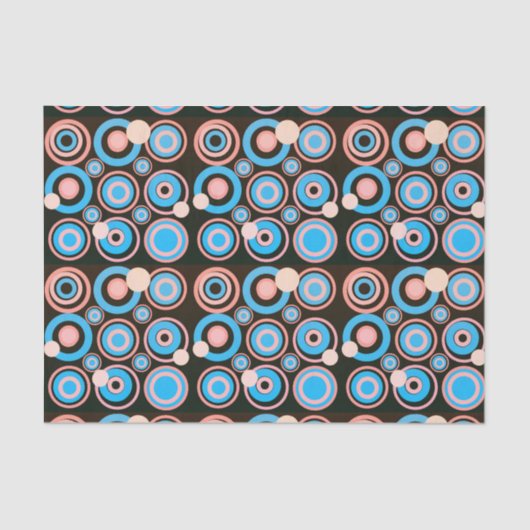 レトロサークルパーティーコーラルターコイズブラック 薄葉紙 (正面)