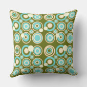 レトロサークルパーティーダスティオリーブターコイズクリーム クッション (裏面)