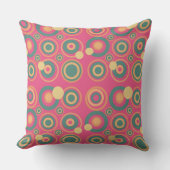 レトロサークルパーティーダスティピーチジェードピンク クッション (正面)