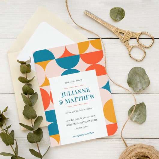 レトロサークルホタテ中世紀QRコード写真 招待状