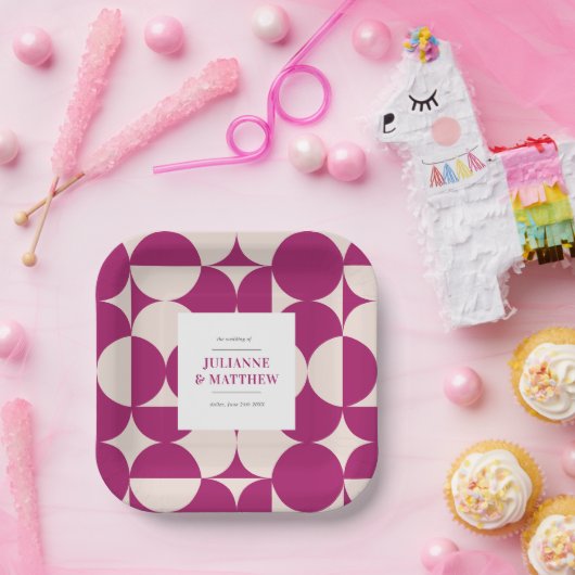 レトロサークルホタテ結婚ガイ ペーパープレート (パーティー)