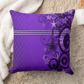レトロサークル&スターズパープル装飾用クッション クッション (ブランケット)