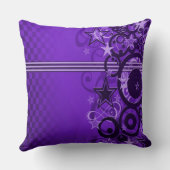 レトロサークル&スターズパープル装飾用クッション クッション (裏面)