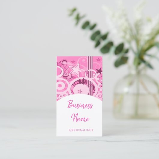 レトロサークル&スターズピンクビジネスカード5 名刺 (スタンド正面)