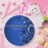 レトロサークル&スターズブルー紙プレート ペーパープレート (パーティー)