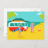 レトロサーファーカップル葉書 ポストカード (正面/裏面)