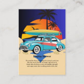レトロサーファーカーベビーシャワー エンクロージャーカード (正面)