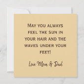 レトロサーファーサンセットビーチ誕生日カード サンキューカード (裏面)