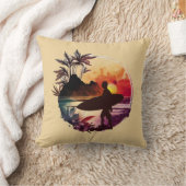 レトロサーファーサンセットビーチ クッション (ブランケット)