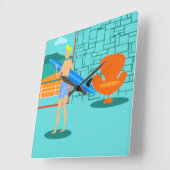 レトロサーファーデュデアクリル壁時計 スクエア壁時計 (傾斜)