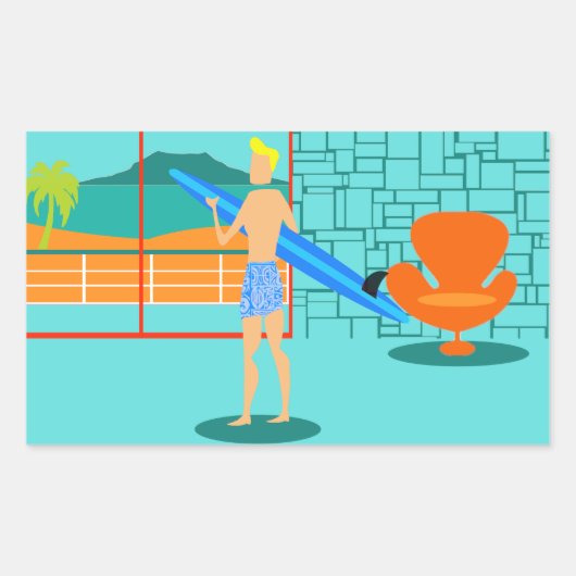 レトロサーファーデュデスティッカー 長方形シール (正面)