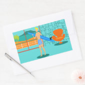 レトロサーファーデュデスティッカー 長方形シール (封筒)