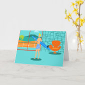 レトロサーファーデュードグリーティングカード カード (黄色い花)