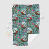 レトロサーフィンの熱帯のテーマのパターン ゴルフタオル (インサイチュ)