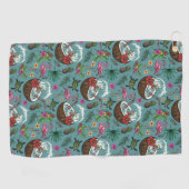 レトロサーフィンの熱帯のテーマのパターン ゴルフタオル (横)