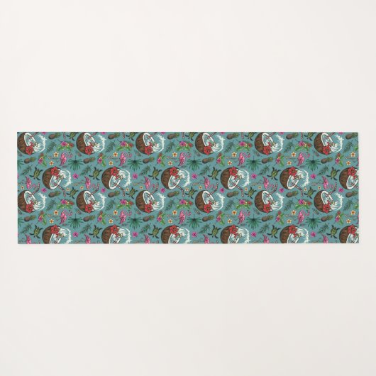 レトロサーフィンの熱帯のテーマのパターン ヨガマット (裏面(横))