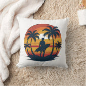 レトロサーフィンピロー – 70sサンセットビーチスロークッシュ クッション (ブランケット)