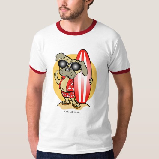 レトロサーフィンプグティー Tシャツ (正面)