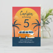 レトロサーフィン誕生日招待状 招待状 (スタンド正面)