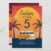 レトロサーフィン誕生日招待状 招待状 (正面/裏面)