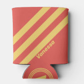 レトロサーフサンセット3ストライプつの名前 缶クーラー (裏面)