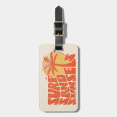 レトロサーフサンドサンセットパームツリービーチビベス ラゲッジタグ (正面縦)