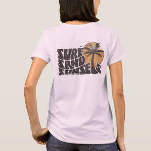 レトロサーフサンドサンセットパームツリービーチビベス Tシャツ