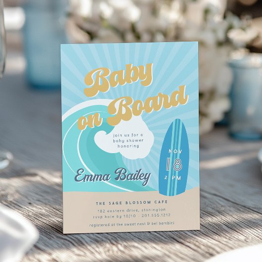 レトロサーフテーマベビーシャワー 招待状