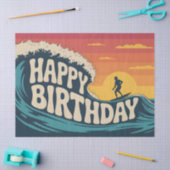 レトロサーフテーマ "Happy Birthday" イラスト 薄葉紙 (クラフト)