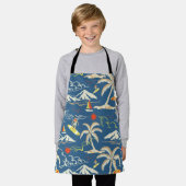 レトロサーフトロピカルパターン エプロン (着用した状態)