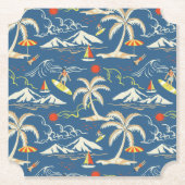 レトロサーフトロピカルパターン ペーパーコースター (正面)