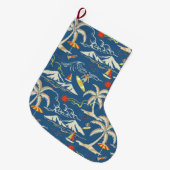 レトロサーフトロピカルパターン ラージクリスマスストッキング (正面 (吊り時))
