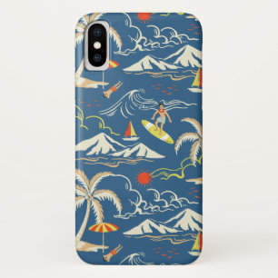 レトロサーフトロピカルパターン iPhone X ケース