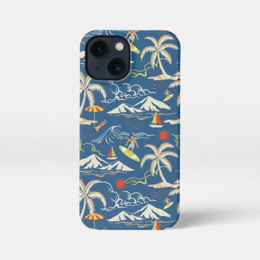 レトロサーフトロピカルパターン iPhoneケース (裏面)